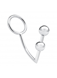 Кольцо на пенис с анальным стимулятором Two Bead Stainless Steel Anal Hook   Cock Ring - BlueLine - в Новосибирске купить с доставкой