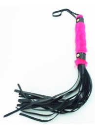 Плеть из лака с розовым мехом BDSM Light - 43 см. - БДСМ Арсенал - купить с доставкой в Новосибирске