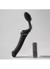 Черный безремневой вибрострапон Strap-On-Me Multi Orgasm Size XL - Strap-on-me - купить с доставкой в Новосибирске
