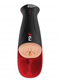 Телесный мастурбатор-вагина в черной колбе с вибрацией Fuck-O-Matic Pro XL - Pipedream - в Новосибирске купить с доставкой