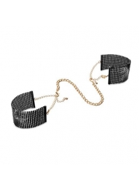 Чёрные дизайнерские наручники Desir Metallique Handcuffs Bijoux - Bijoux Indiscrets - купить с доставкой в Новосибирске