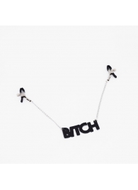 Зажимы на соски с кожаной подвеской Bitch - Crazy Handmade - купить с доставкой в Новосибирске