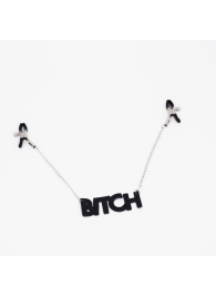 Зажимы на соски с кожаной подвеской Bitch - Crazy Handmade - купить с доставкой в Новосибирске