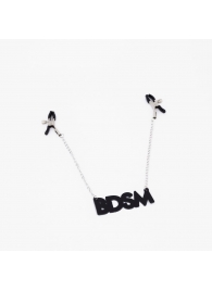 Зажимы на соски с кожаной подвеской BDSM - Crazy Handmade - купить с доставкой в Новосибирске