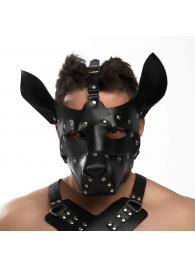 Черная кожаная маска «Собака» - Crazy Handmade - купить с доставкой в Новосибирске