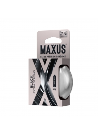 Черные утолщенные презервативы MAXUS Extra Strong с железным кейсом - 3 шт. - Maxus - купить с доставкой в Новосибирске