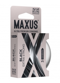 Черные утолщенные презервативы MAXUS Extra Strong с железным кейсом - 3 шт. - Maxus - купить с доставкой в Новосибирске