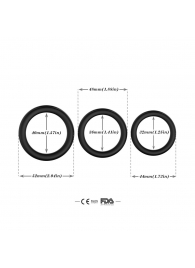 Набор из 3 черных эрекционных колец Stay Hard - Boys of Toys - в Новосибирске купить с доставкой