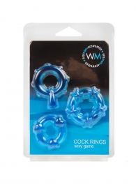 Набор из 3 синих эрекционных колец с различным рельефом - Erowoman-Eroman - в Новосибирске купить с доставкой