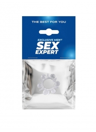 Прозрачное эрекционное кольцо с шариками и шипами - Sex Expert - в Новосибирске купить с доставкой