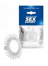 Эластичное эрекционное кольцо с шипиками и шариком - Sex Expert - в Новосибирске купить с доставкой