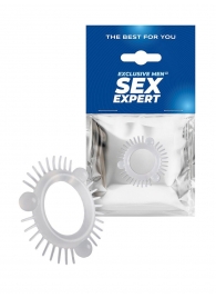 Эластичное эрекционное кольцо с 3 шариками и шипами - Sex Expert - в Новосибирске купить с доставкой