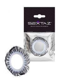 Эластичное эрекционное колечко с черными «ресничками» - Sextaz - в Новосибирске купить с доставкой
