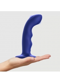 Синяя насадка-стимулятор Strap-On-Me Tapping Dildo Wave - Strap-on-me - купить с доставкой в Новосибирске