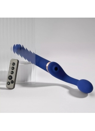 Синий безремневой страпон Multi Orgasm Bendable Strap-On size L с клиторальной стимуляцией - Strap-on-me - купить с доставкой в Новосибирске