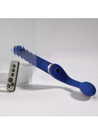 Синий безремневой страпон Multi Orgasm Bendable Strap-On size XL с клиторальной стимуляцией - Strap-on-me - купить с доставкой в Новосибирске