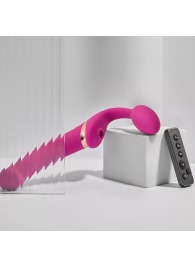 Ярко-розовый безремневой страпон Multi Orgasm Bendable Strap-On size L с клиторальной стимуляцией - Strap-on-me - купить с доставкой в Новосибирске