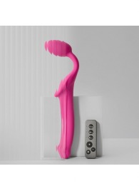 Ярко-розовый безремневой страпон Strap-on-me Vibrating Bendable Strap-On size XL - Strap-on-me - купить с доставкой в Новосибирске