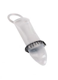 Закрытая насадка на пенис с подхватом мошонки и стимулирующими «ресничками» - Sextaz - в Новосибирске купить с доставкой