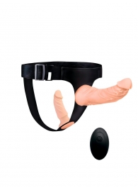 Женский страпон с 2 насадками, вибрацией и пультом ДУ - Erowoman-Eroman - купить с доставкой в Новосибирске