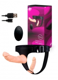 Женский страпон с 2 насадками, вибрацией и пультом ДУ - Erowoman-Eroman - купить с доставкой в Новосибирске