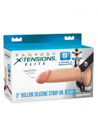 Телесный пустотелый фаллопротез 5’’ Hollow Silicone Strap-On - 14 см. - Pipedream - купить с доставкой в Новосибирске