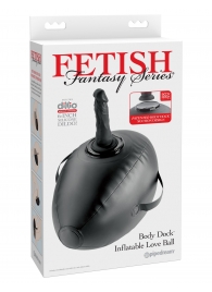 Черный надувной мяч с платформой для фиксации дилдо Body Dock Inflatable Love Ball - Pipedream - купить с доставкой в Новосибирске