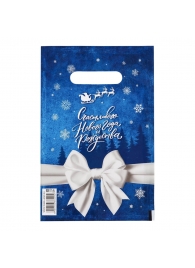 Сине-белый подарочный новогодний пакет с вырубной ручкой (20х30 см) - Сима-Ленд - купить с доставкой в Новосибирске
