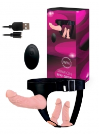 Женский страпон с 3 насадками и вибрацией - Erowoman-Eroman - купить с доставкой в Новосибирске