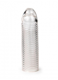 Прозрачная закрытая насадка на пенис с ребрышками - 16 см. - Sex Expert - в Новосибирске купить с доставкой