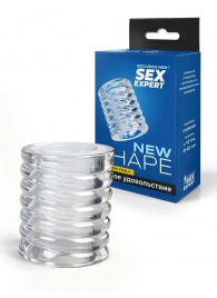 Прозрачная сквозная насадка на пенис с ребрышками - Sex Expert - в Новосибирске купить с доставкой
