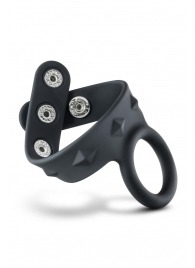 Черное эрекционное кольцо с подхватом мошонки на кнопках VS6 - Blush Novelties - в Новосибирске купить с доставкой