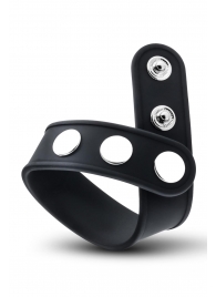 Черное эрекционное кольцо на кнопках - Blush Novelties - в Новосибирске купить с доставкой