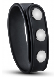 Черное эрекционное кольцо на кнопках - Blush Novelties - в Новосибирске купить с доставкой