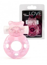 Розовое эрекционное виброкольцо в форме мишки - 1137 - в Новосибирске купить с доставкой