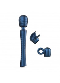 Синий вибромассажёр с насадками Man.wand Edgy - Manwan - в Новосибирске купить с доставкой