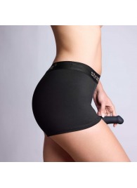 Черные трусики-боксеры для фиксации насадок Strap-on-me Harness Lingerie Allure - size XL - Strap-on-me - купить с доставкой в Новосибирске