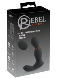 Черная анальная пробка с вибрацией, вращением и пультом ДУ RC Butt Plug with 2 Functions - Orion - в Новосибирске купить с доставкой