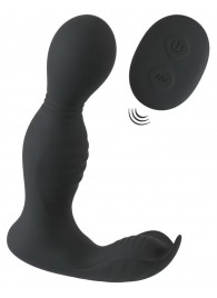 Черная анальная пробка с вибрацией, вращением и пультом ДУ RC Butt Plug with 2 Functions - Orion - в Новосибирске купить с доставкой