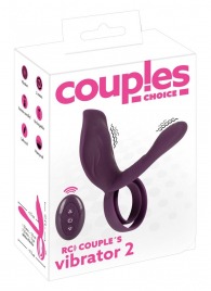 Фиолетовая насадка на член с клиторальным отростком и пультом ДУ RC Couple’s Vibrator 2 - Orion - в Новосибирске купить с доставкой