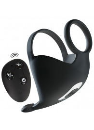 Черная вибронасадка для эрекции и стимуляции мошонки Cock ring with RC ball massager - Orion - в Новосибирске купить с доставкой