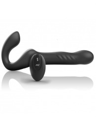 Черный безремневой страпон с вибрацией и возвратно-поступательными движениями - 24 см. - Ibiza - купить с доставкой в Новосибирске