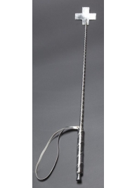 Серебристый стек с наконечником-крестом из искусственной кожи - 70 см. - Sitabella - купить с доставкой в Новосибирске