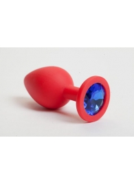 Красная силиконовая пробка с синим кристаллом - 9,5 см. - 4sexdreaM - купить с доставкой #SOTBIT_REGIONS_UF_V_REGION_NAME#