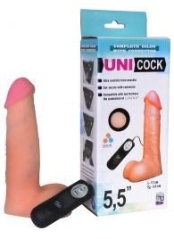 Фаллическая насадка Харнесс UNICOCK 5,5  с вибрацией - 17 см. - LOVETOY (А-Полимер) - купить с доставкой в Новосибирске