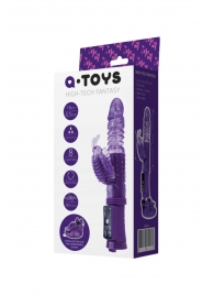 Фиолетовый вибратор с ротацией бусин, клиторальным стимулятором и надёжной присоской - A-toys