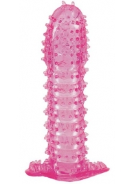 Гелевая розовая насадка с шипами - 12 см. - Toyfa Basic - в Новосибирске купить с доставкой