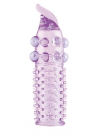 Гелевая фиолетовая насадка с шариками, шипами и усиком - 11 см. - Toyfa Basic - в Новосибирске купить с доставкой