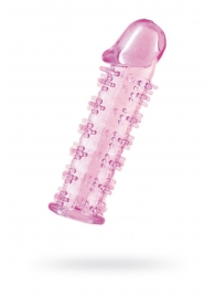Гелевая розовая насадка на фаллос с шипами - 12 см. - Toyfa Basic - в Новосибирске купить с доставкой