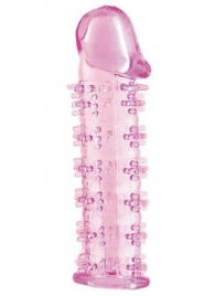 Гелевая розовая насадка на фаллос с шипами - 12 см. - Toyfa Basic - в Новосибирске купить с доставкой